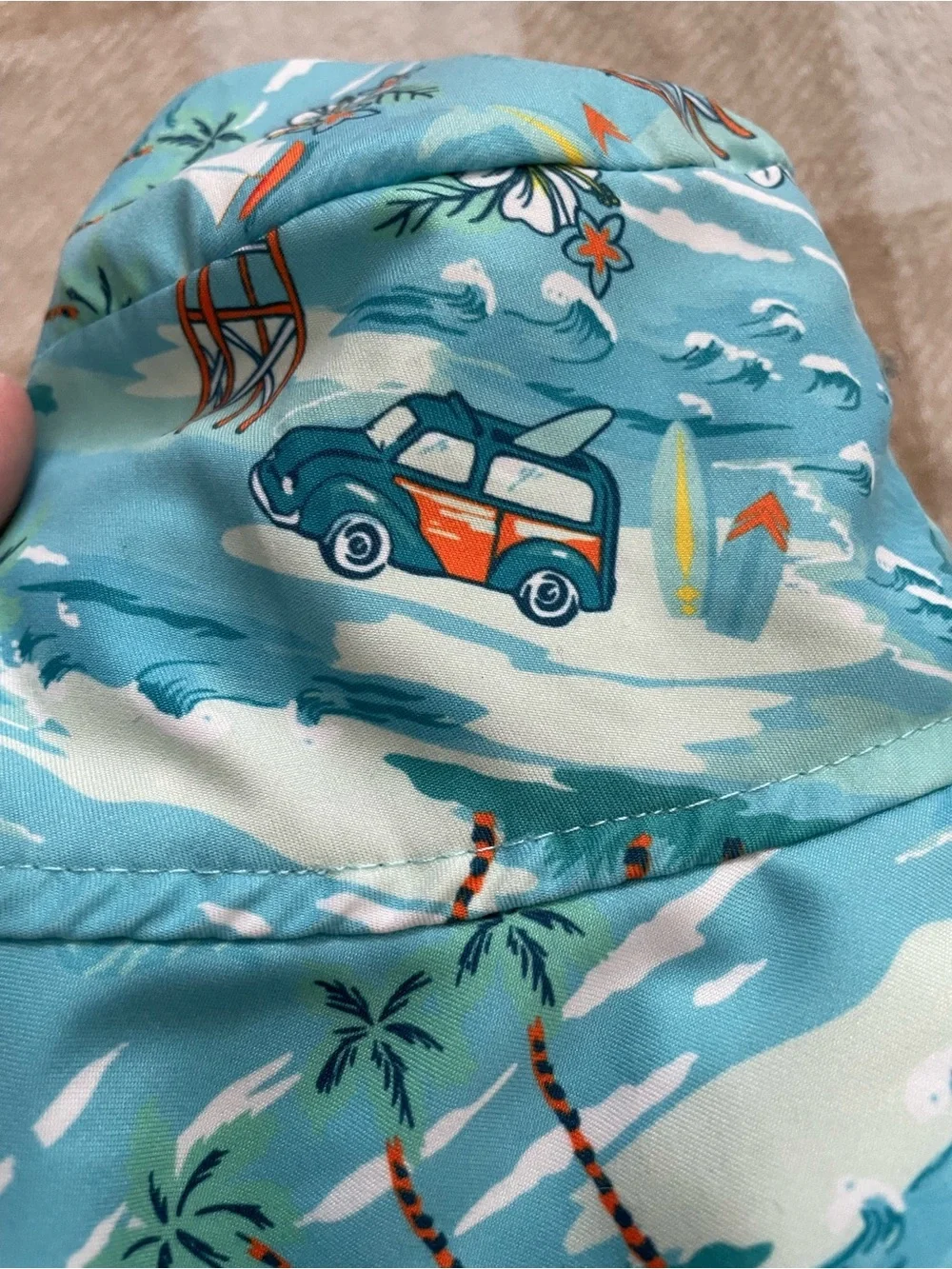 Flap Happy Blue Tropical Kids Bucket Hat with Orange Accents Babies size XL